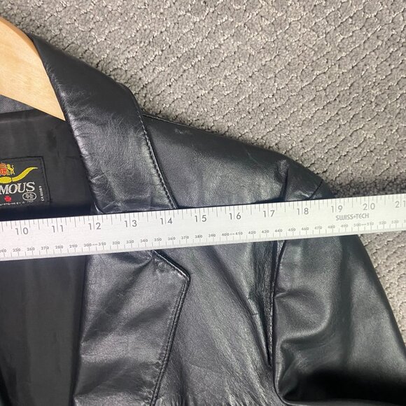 Vintage Famous Leather Blazer Jacket Men's 36S Black 70s 80s 36 Short Small - Picture 9 of 13